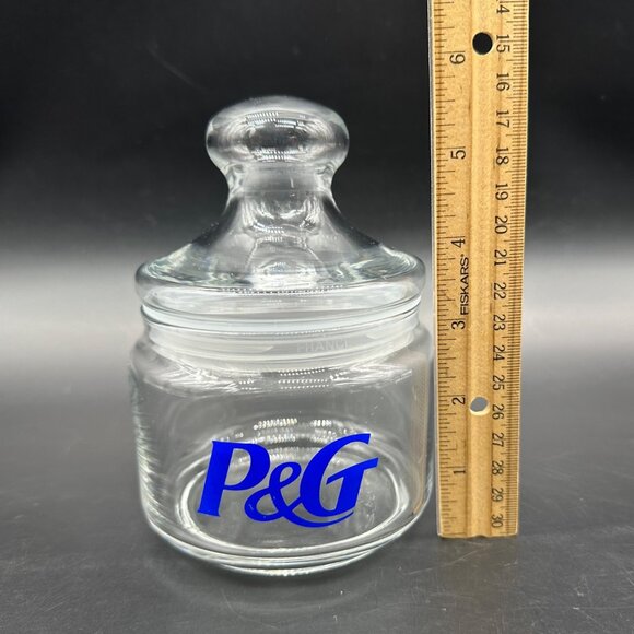 Vintage Proctor and Gamble Glass Storage Jar P and G Blue Canister Advertising - Picture 9 of 10